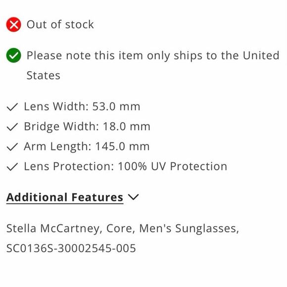 STELLA MCCARTNEY 53MM Square Sunglasses Core Men\'s Orange Square NEW main image 5